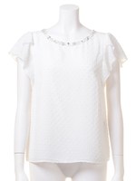 ドットドビーブラウス/ホワイト