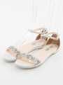 ペールカラービジューフラットサンダル/WHITE