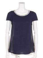 ワッフルビジューチュニックP/O/ブルー