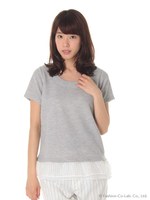 裾シアーチェックプルオーバー/グレー