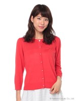 7分袖クルーカーディガン/ブルー