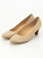 【本革】【低反発スポンジ入り】らくちんエナメルパンプス/ブラック