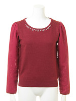 アンゴラタッチストレッチ12G袖レースP/O/ブルー