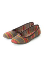 チェック柄フラットパンプス/ブラウン(442)