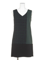 ツイードチェックブロッキングOP/グリーン