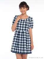 ハッピーギンガムワンピース/ネイビー