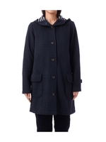 フード付きロングニットコート/グレー系(013)