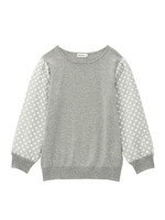 フラワー柄シースルー切り替えニット/ベビーピンク(071)