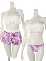 ボカシガラフリンジビキニセット/シロ