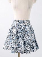 ボタニカル柄フレアスカート/スカイブルー