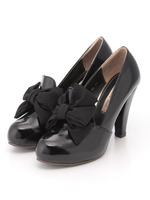 リボンパンプス/ブラック