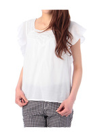 レース切り替えコットンブラウス/ホワイト(001)