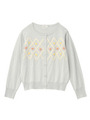 刺しゅうデザインニットカーディガン/ライトグレー(011)