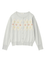 刺しゅうデザインニットカーディガン/ライトグレー(011)