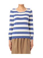 2連ネックビジューニットプルオーバー/ブルー系(392)