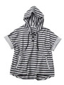 STRIPED LACE UP HOODIE/NAVY