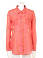 【DOUBLE STANDARD】シルクッシャーチェックシャツ/オレンジ