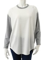 【ECURY】ショルダーレース切り替えバイカラートップス/ネイビー