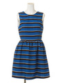 【ROSE BUD】STRIPE BACK OPEN SLV.LESS DRESS/ROYAL