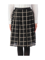 チェック柄シフォンススカート/ネイビー(193)