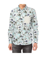 ハイビスカスプリント長袖シャツ/ブルー系(991)