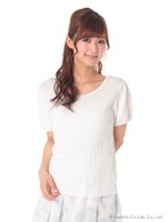 ワイドリブ脇レースP/O/シロ