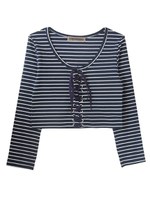 laceup long T-shirt/navy*white