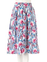 【ECURY】トロピカル柄イージーガウチョパンツ/ブルー