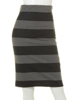 【Planet blue world】太ボーダータイトスカート/グレー