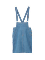 サスペンダー付きデニムスカート/ブルー系(091)