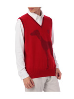 サルーキ柄ニットベスト/レッド系(062)