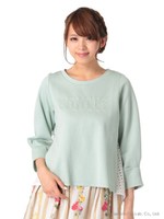 【OUTLET】スクエアレース×ダンボールニットカットソー/ライトブルー