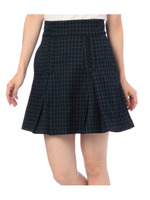 チェック柄ボックススカート/グリーン系(323)