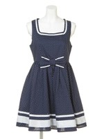 ドットリボンワンピース/ネイビー