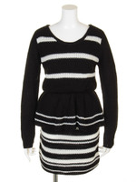 ボーダーニットペプラムOP/BLK