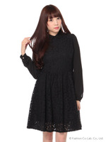 ラッセルレースワンピース/Black
