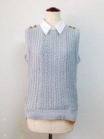 Cotton knit vest/GRAY