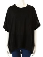 【ECURY】格子柄切替ドルマントップス/ブラック