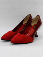 【REZOY】変形ヒールコンビパンプス/ベージュ