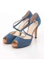 【vanitybeauty】クロスストラップオープンパンプス/ブルー