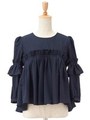 ボリュームタックギャザーブラウス/ネイビー