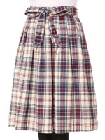 リボン付ミモレ丈スカート/グリーン