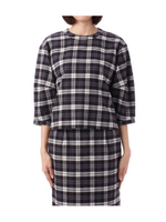 先染アムンゼンチェック起毛ブラウス/ブラック(219)