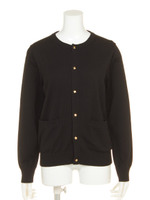 CREW NECK KNIT CARDIGAN/BLACK