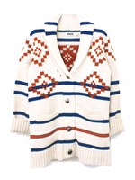 SHAWL COLLAR NATIVE CARDIGAN/WHITE