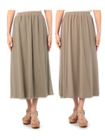 [L]リバーシブルマキシスカート/ベージュ系(055)