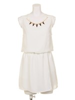 【ANAP】トライアングル型ネックレス付   ロンパース/O.WHT