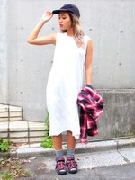 【ANAP】無地ミディ丈ノースリOP/WH