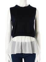 【ECURY】襟フリルドッキングトップス/イエロー