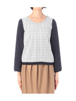 タック使いフロントレースカットソー/ネイビー(093)